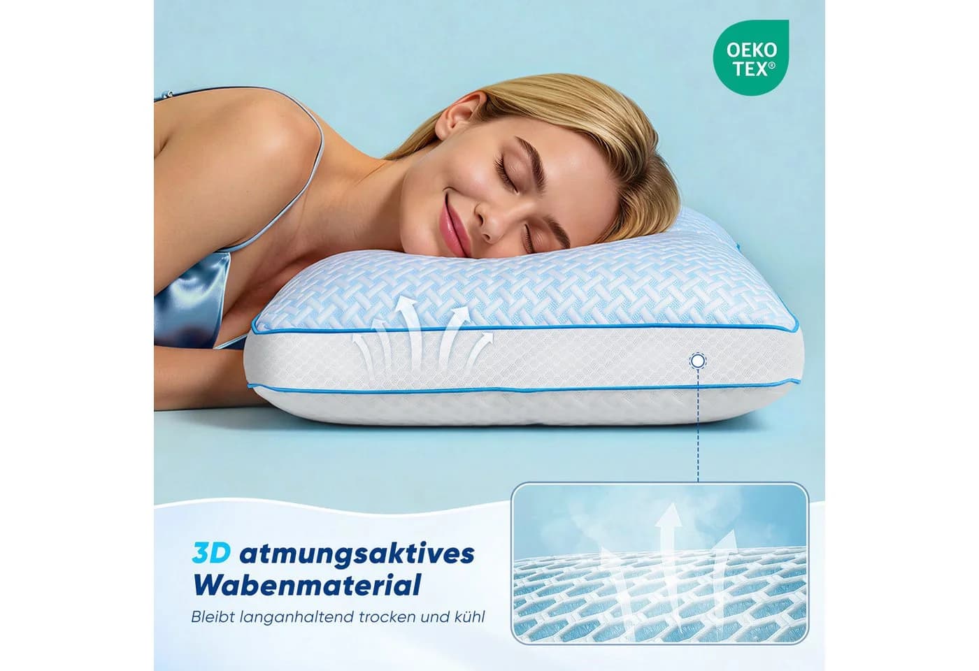 Klyvvo Gel Memory Foam Kissen mit Höhenverstellung & abnehmbarem Bezug - Bild 3