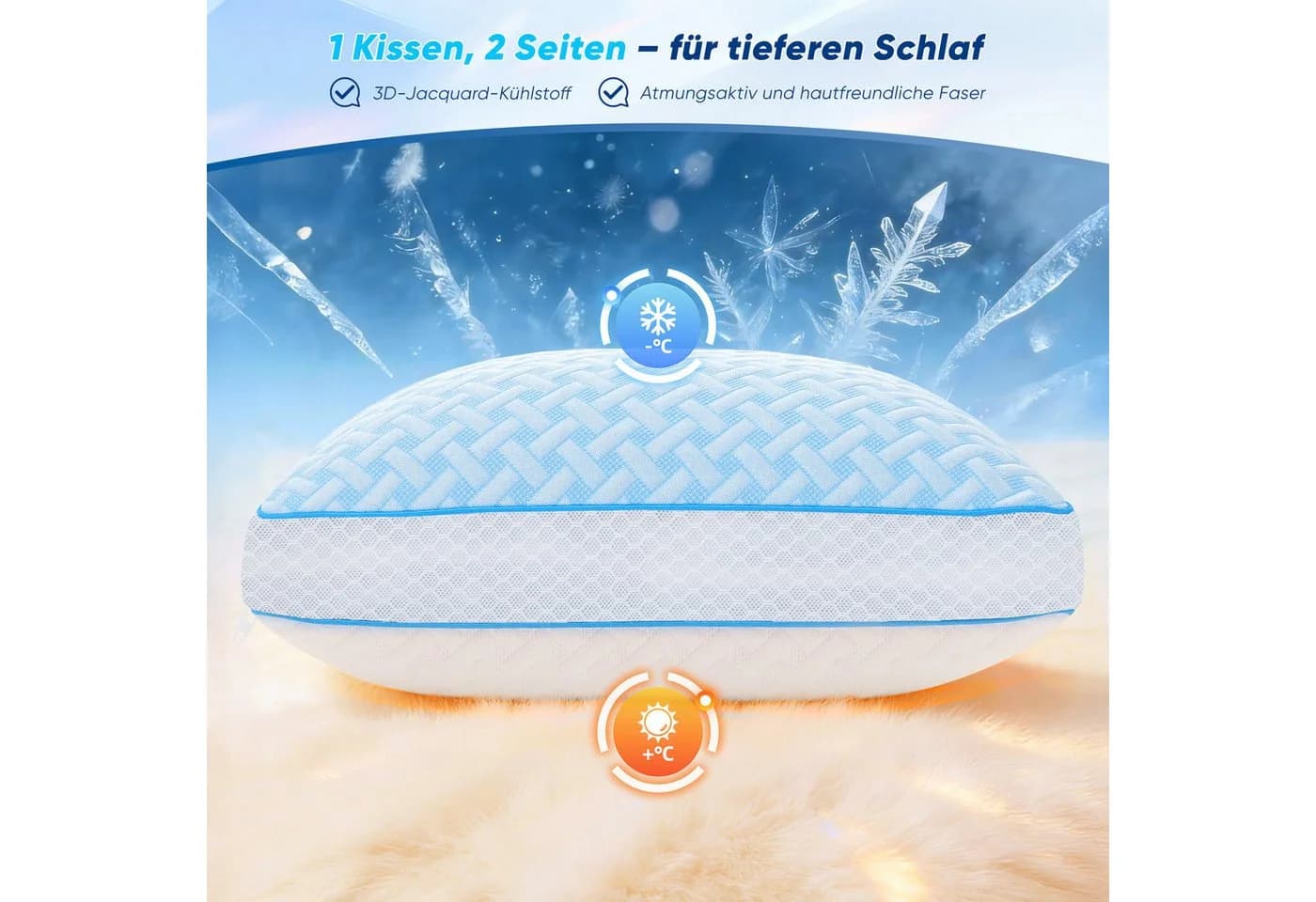 Klyvvo Gel Memory Foam Kissen mit Höhenverstellung & abnehmbarem Bezug - Bild 4