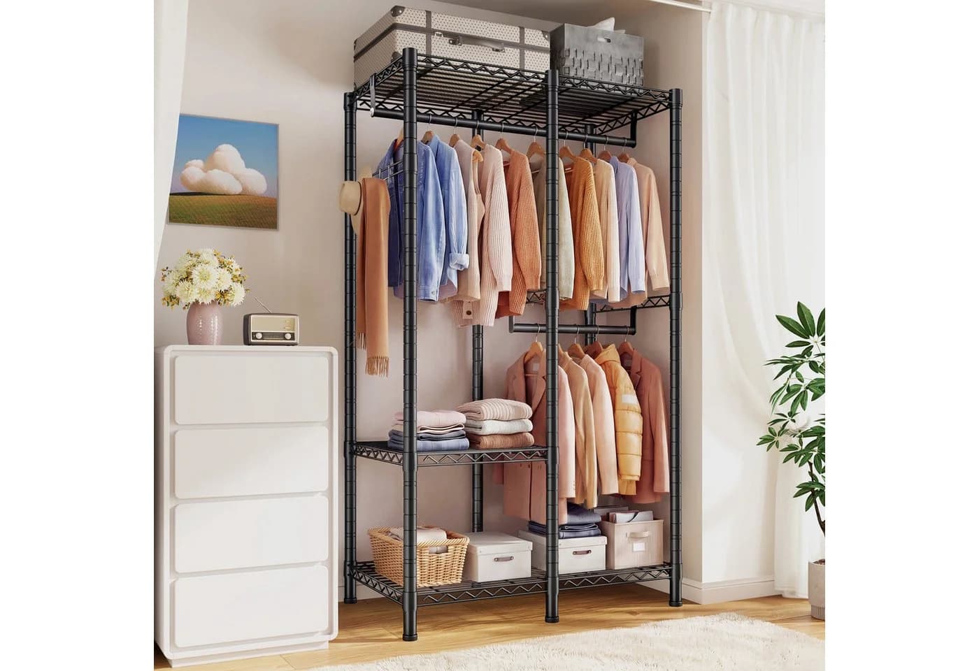 Klyvvo Kleiderständer Offener Kleiderschrank Metall Schwarz