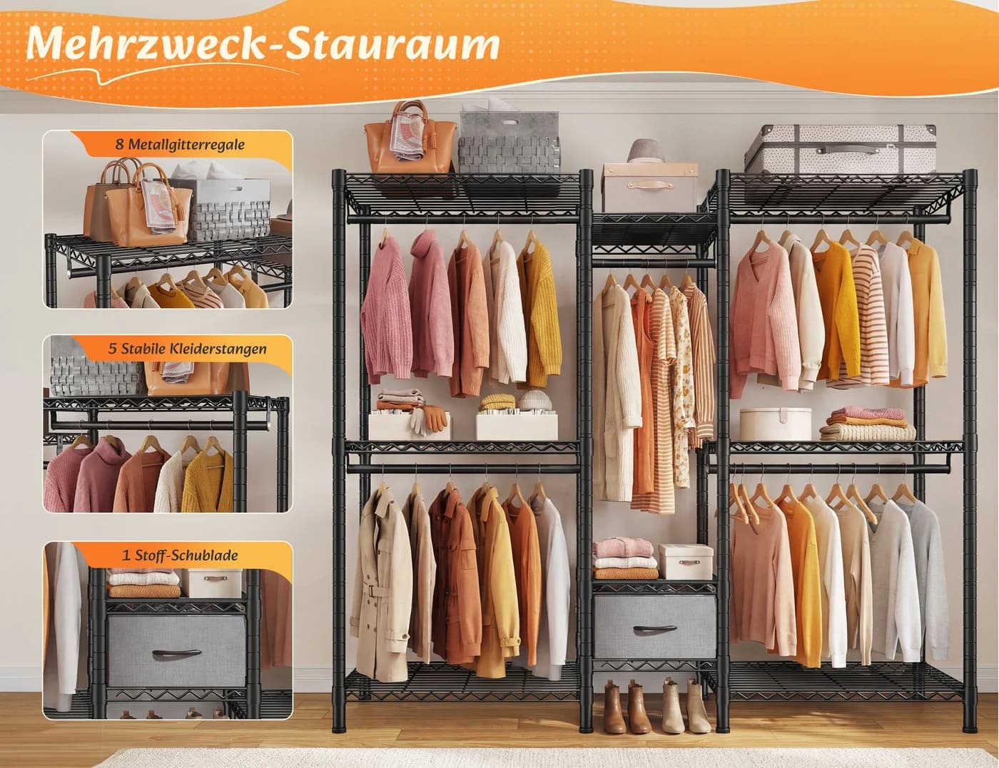 Klyvvo Kleiderständer Offener Kleiderschrank Metall Schwarz - Bild 5