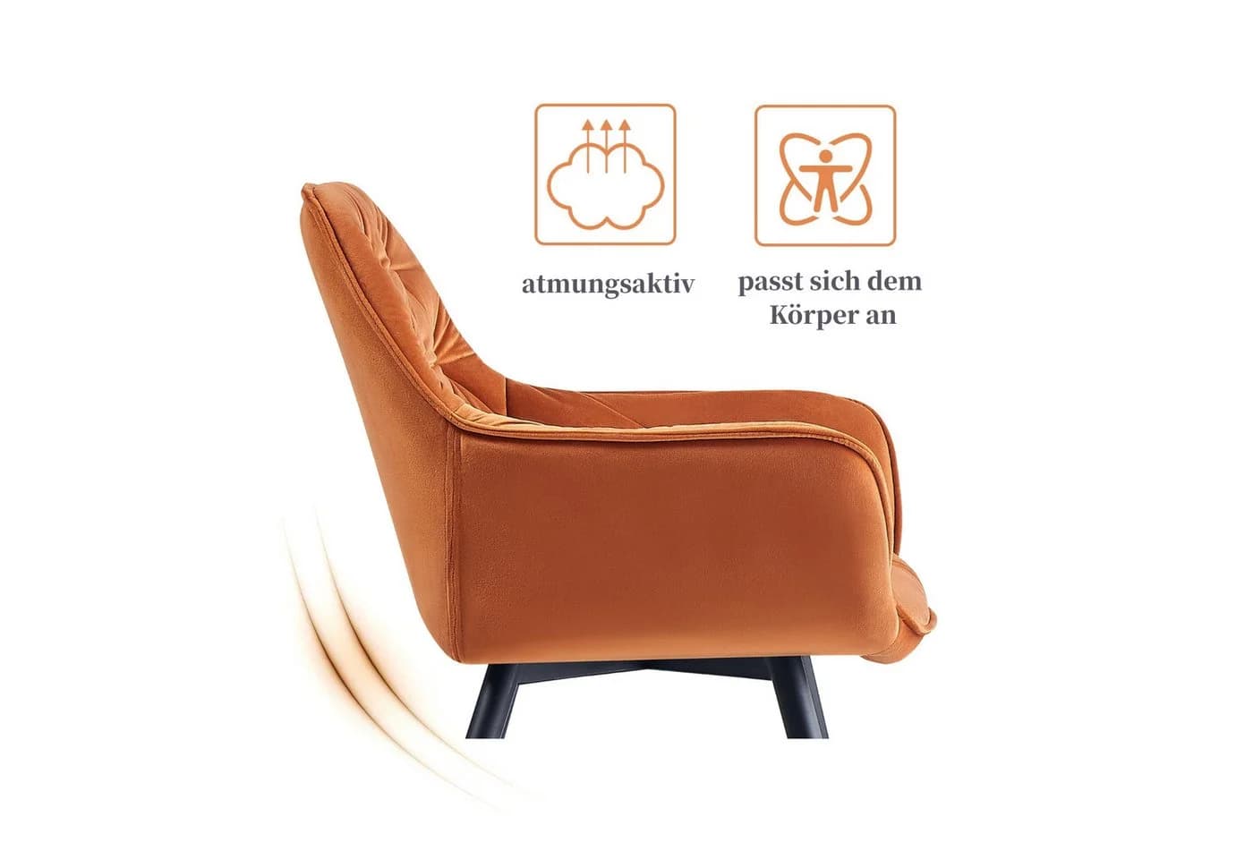 JYMTOM Esszimmerstuhl Samt Orange - Bild 4