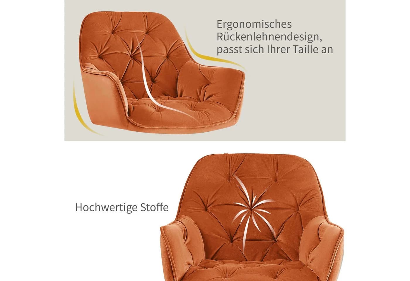 JYMTOM Esszimmerstuhl Samt Orange - Bild 5