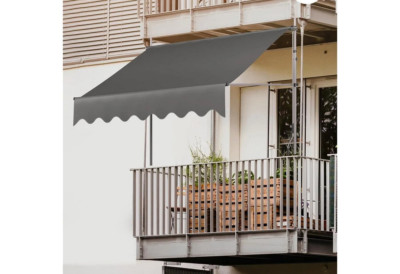 TLGREEN Klemmmarkise Balkon Sonnenschutz Grau Beige Blau - Bild 2