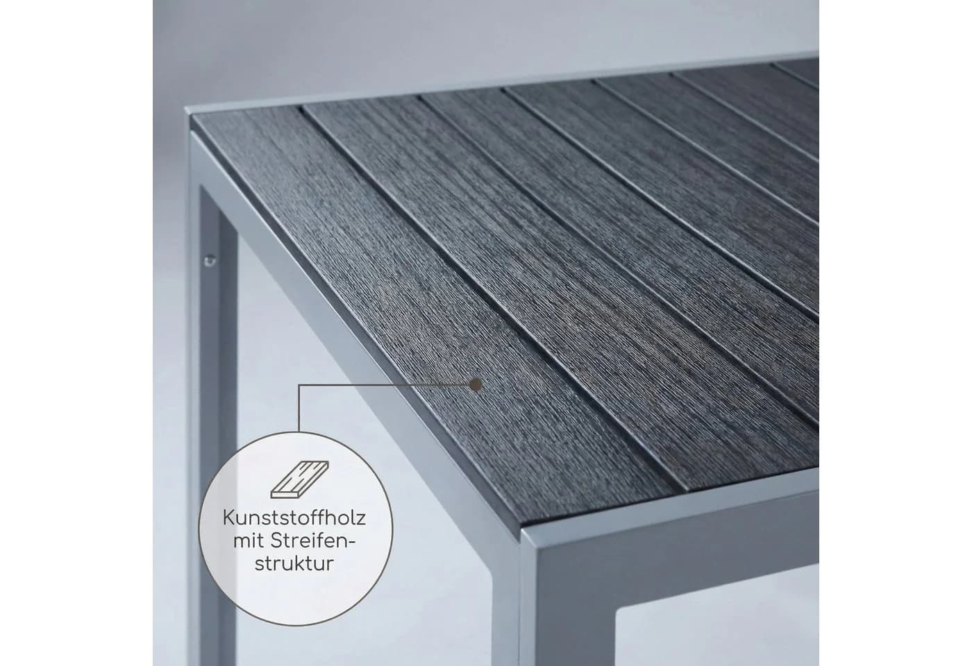 Klassischer Gartentisch aus Aluminiumlegierung und Kunststoffholz - Bild 5