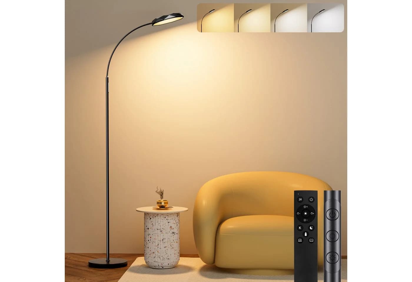 Lujasi LED Stehlampe Schwarz Dimmbar mit Fernbedienung - Bild 2