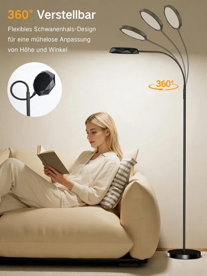 Lujasi LED Stehlampe Schwarz Dimmbar mit Fernbedienung - Bild 4