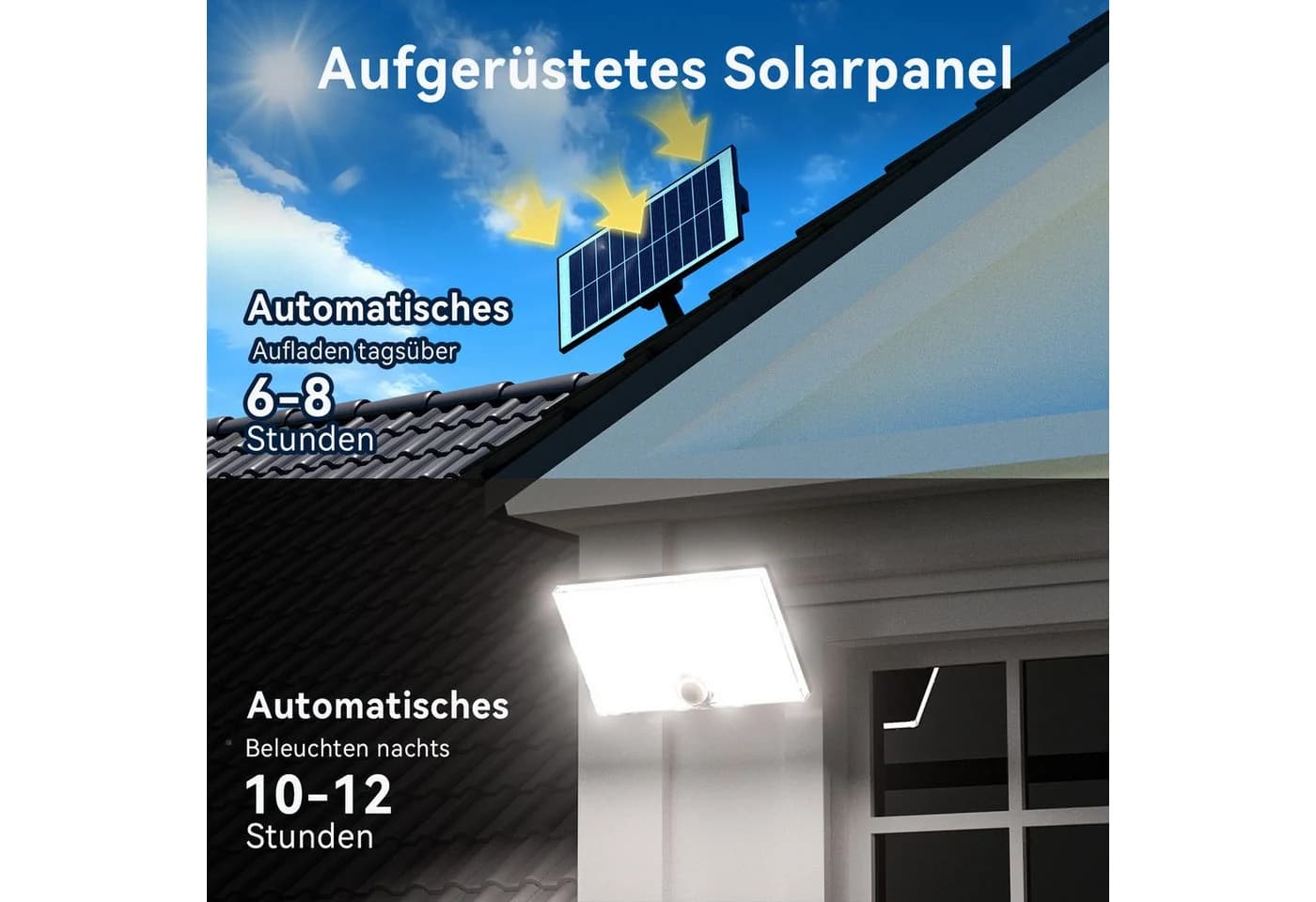 skelo Solarleuchte mit Bewegungsmelder 204 LEDs Schwarz - Bild 3
