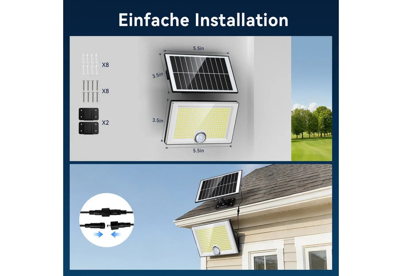 skelo Solarleuchte mit Bewegungsmelder 204 LEDs Schwarz - Bild 4