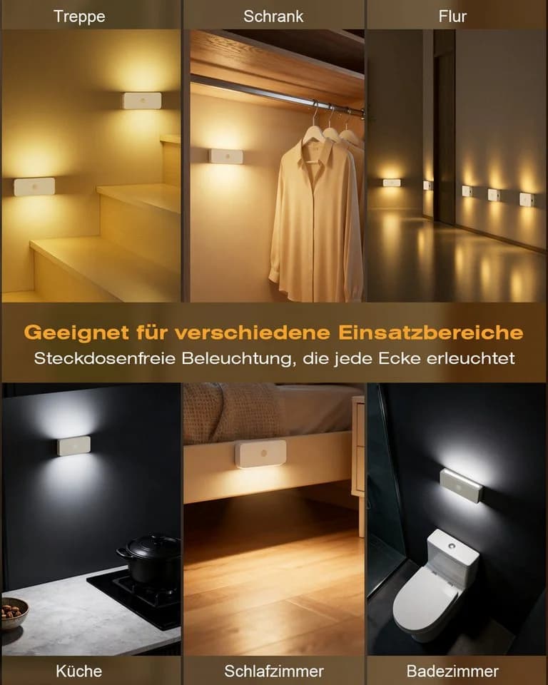 skelo LED Nachtlicht mit Bewegungsmelder, 3 Farbtemperaturen, dimmbar