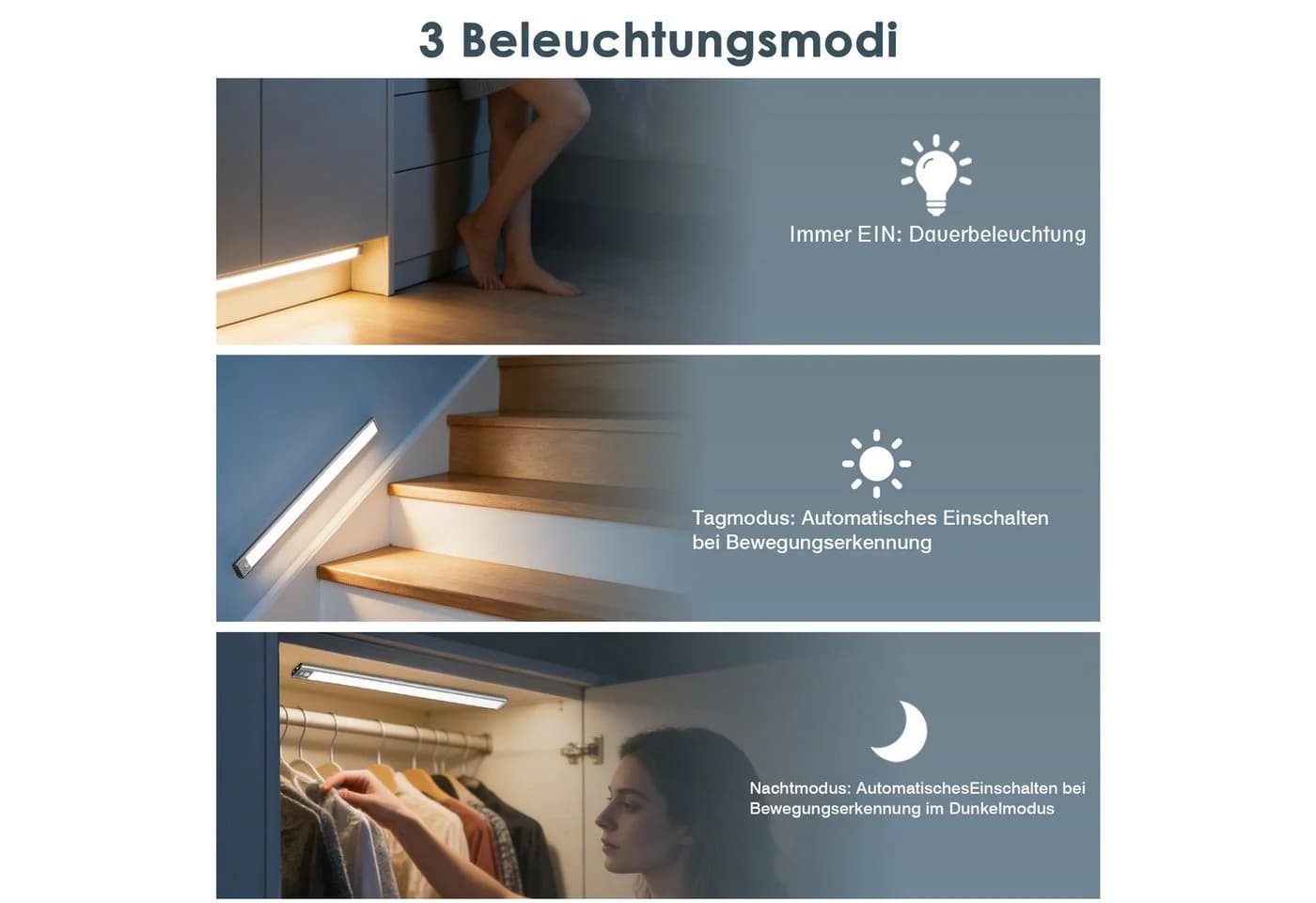Lujasi LED Unterbauleuchte 40cm mit Bewegungsmelder dimmbar - Bild 4