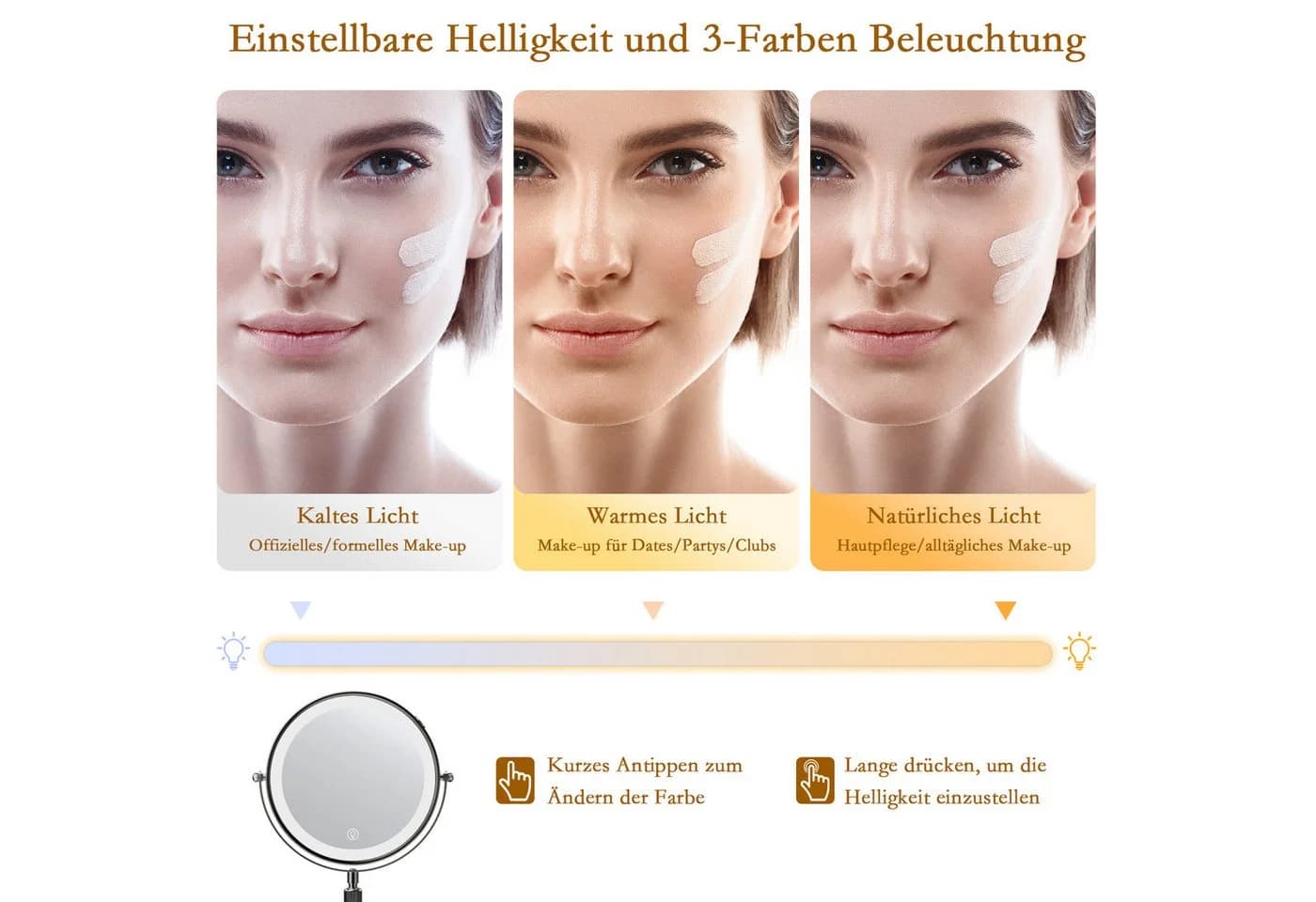 skelo Kosmetikspiegel 10-fach Vergrößerung Silber