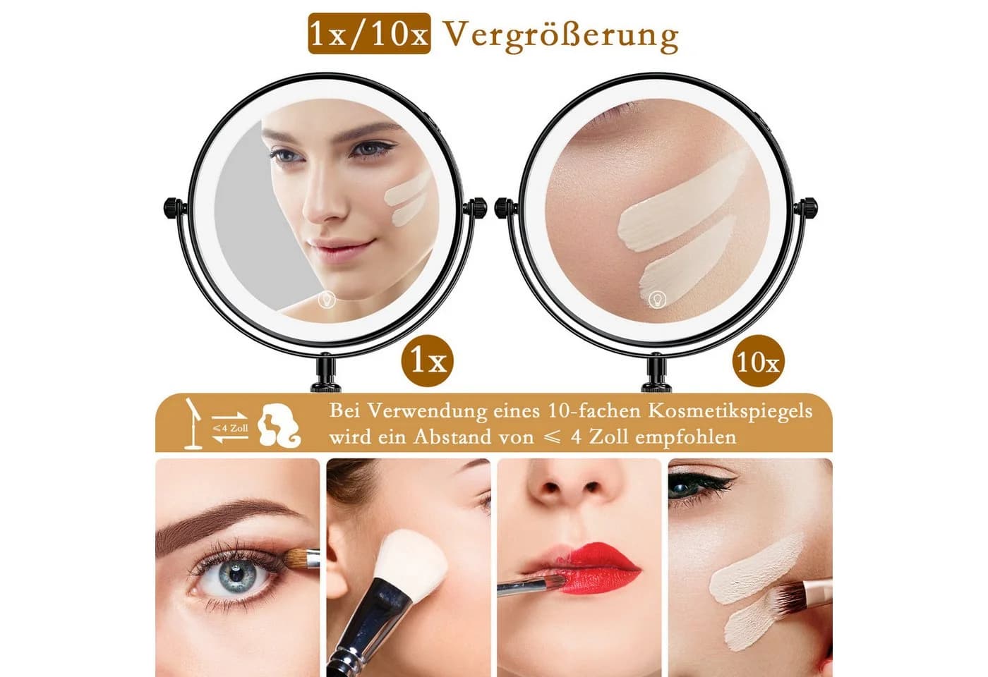 skelo Kosmetikspiegel 10-fach Vergrößerung Silber - Bild 3