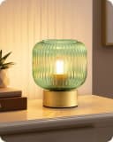 EDISHINE Nachttischlampe Retro Grün Candy-Glas-Schirm LED warmweiß Bild 2