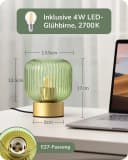 EDISHINE Nachttischlampe Retro Grün Candy-Glas-Schirm LED warmweiß Bild 5