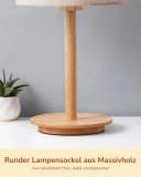 EDISHINE Nachttischlampe Landhaus Stoffschirm Beige Massivholzsockel Bild 3