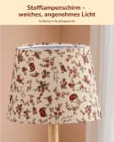 EDISHINE Nachttischlampe Landhaus Rot Blumenmuster Massivholz Bild 1