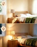 EDISHINE Nachttischlampe Landhaus Rot Blumenmuster Massivholz Bild 5