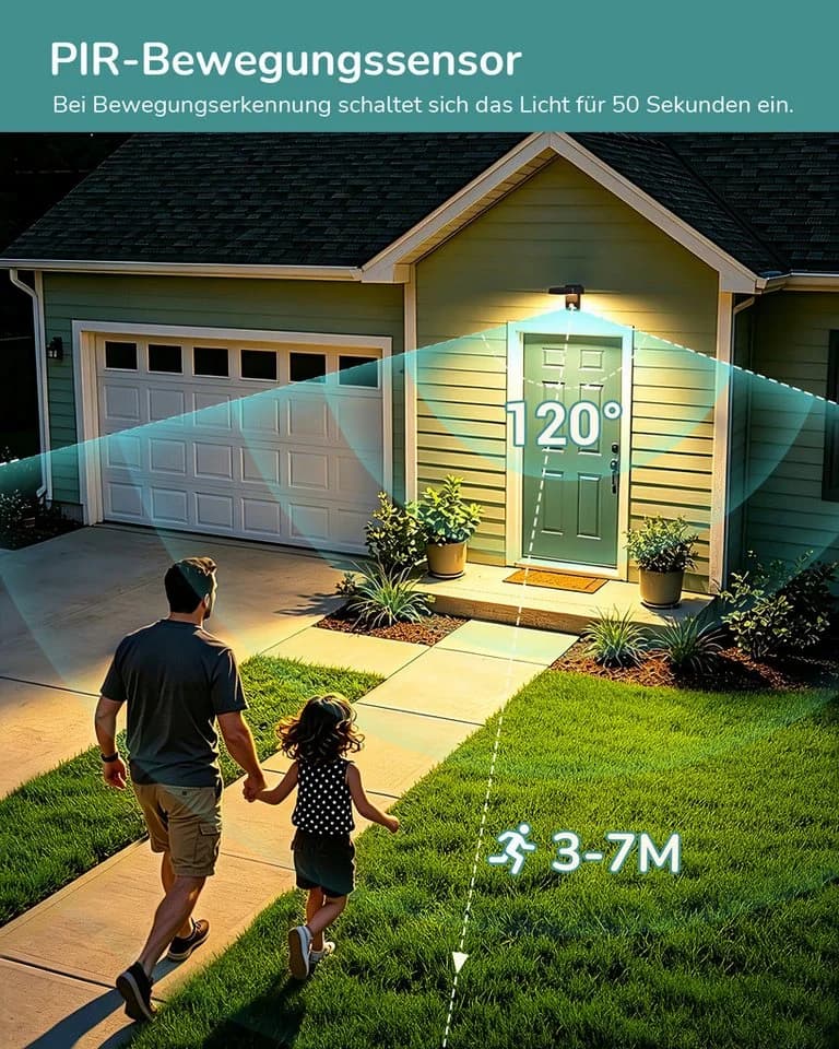 EDISHINE LED Außen-Wandleuchte Schwarz 350° drehbar - Bild 3