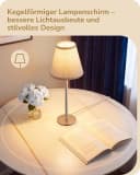EDISHINE LED Nachttischlampe 2er-Set Metall Stoff E27 Beige/Silber Bild 4