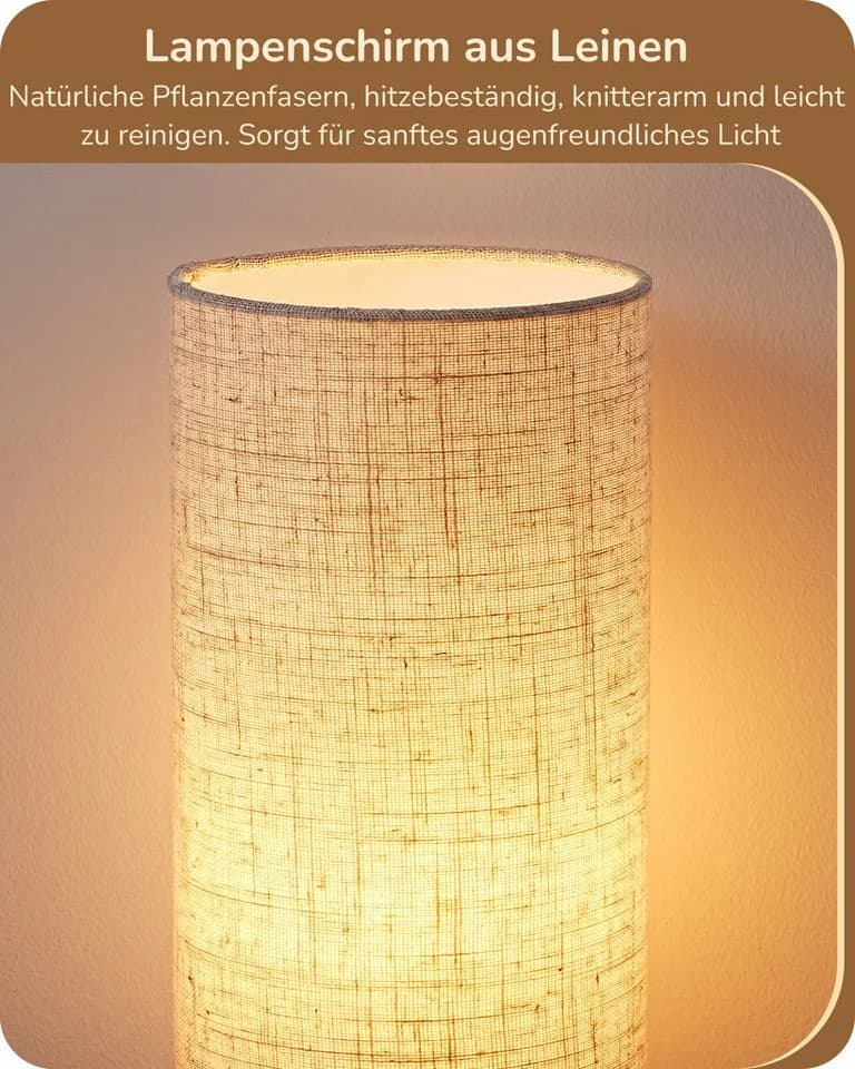 EDISHINE LED Nachttischlampe 2er-Set E27 Warmweiß Metallgestell - Bild 3