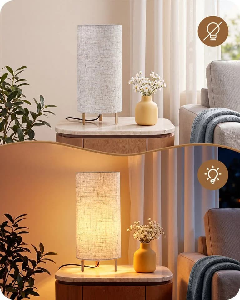EDISHINE LED Nachttischlampe 2er-Set E27 Warmweiß Metallgestell - Bild 5
