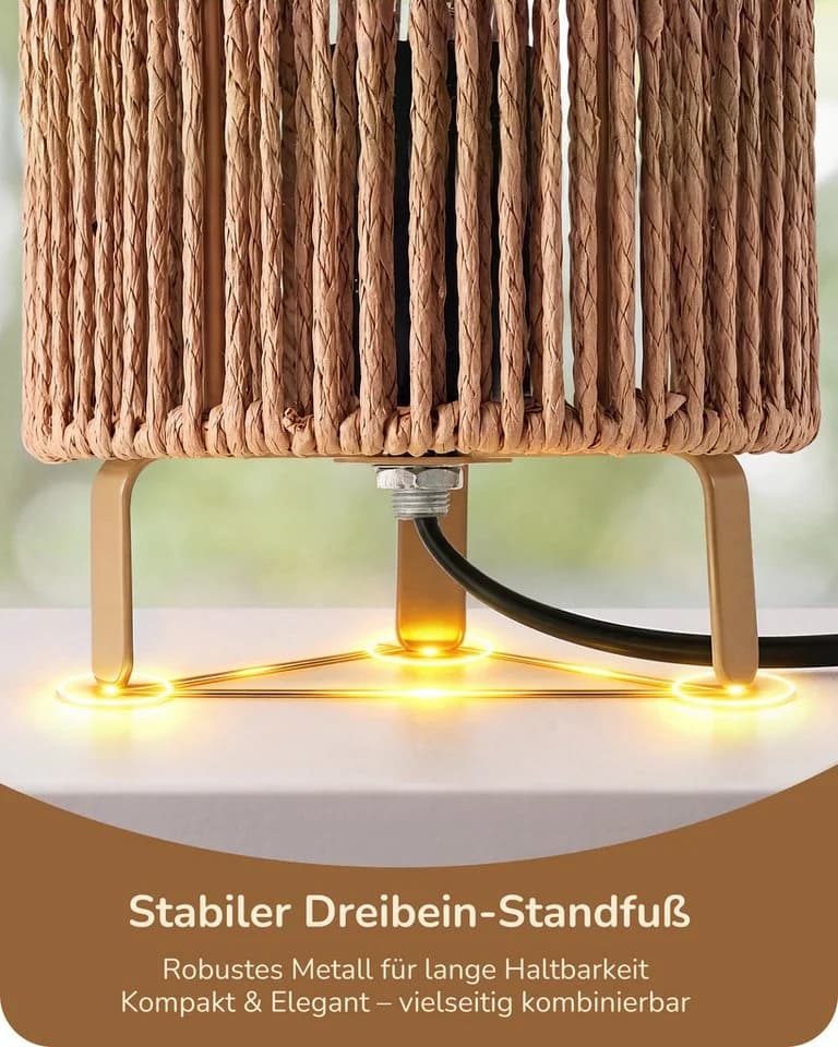 EDISHINE Nachttischlampen 2er-Set Mattgold E27 LED Warmweiß - Bild 4