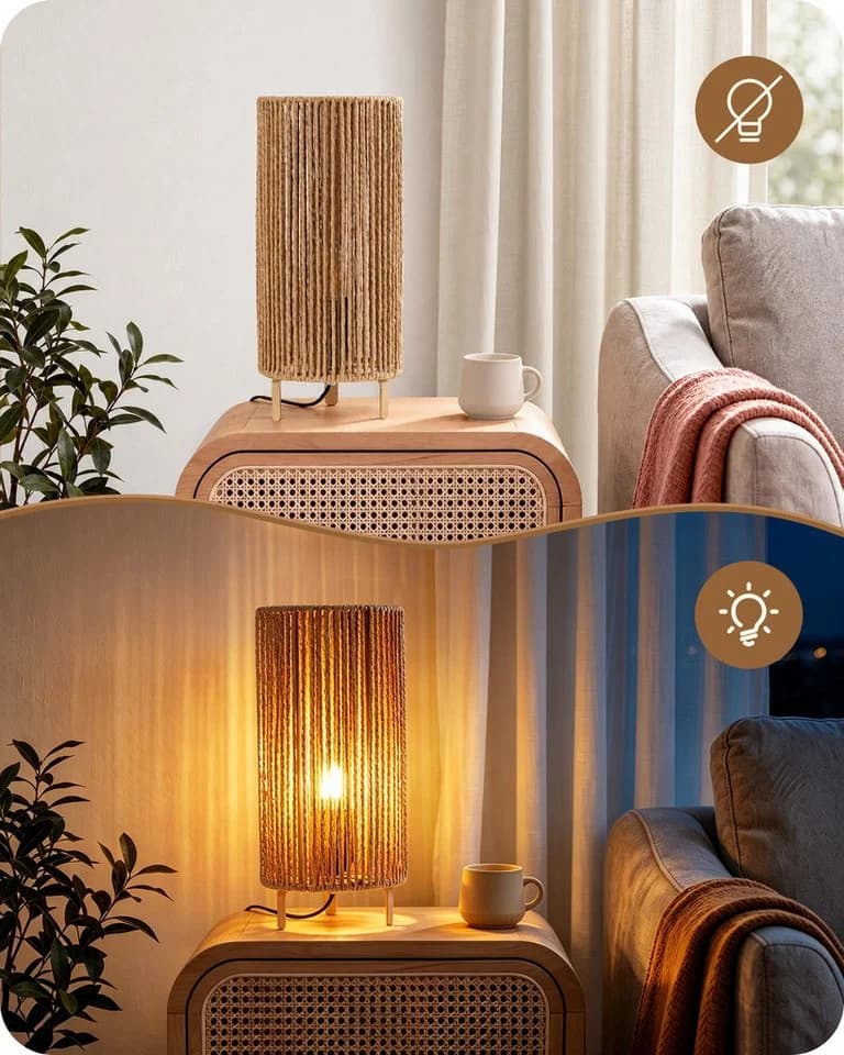 EDISHINE Nachttischlampen 2er-Set Mattgold E27 LED Warmweiß - Bild 5