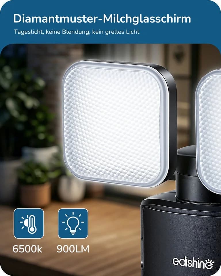 EDISHINE LED Wandstrahler mit Bewegungsmelder, 900 Lumen, 6500K - Bild 5