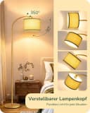 EDISHINE Bogenlampe Stehlampe E27 LED inklusive Gold Beige Bild 1