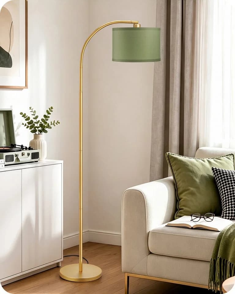 EDISHINE Bogenlampe Stehlampe E27 LED inklusive Gold Beige - Bild 2