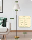 EDISHINE Stehlampe LED Beige Schwarz Metall Leinenstoff Schirm Fußschalter Bild 1