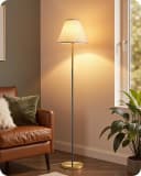 EDISHINE Stehlampe LED Beige Schwarz Metall Leinenstoff Schirm Fußschalter Bild 2