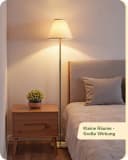 EDISHINE Stehlampe LED Beige Schwarz Metall Leinenstoff Schirm Fußschalter Bild 3
