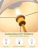 EDISHINE Stehlampe LED Beige Schwarz Metall Leinenstoff Schirm Fußschalter Bild 4