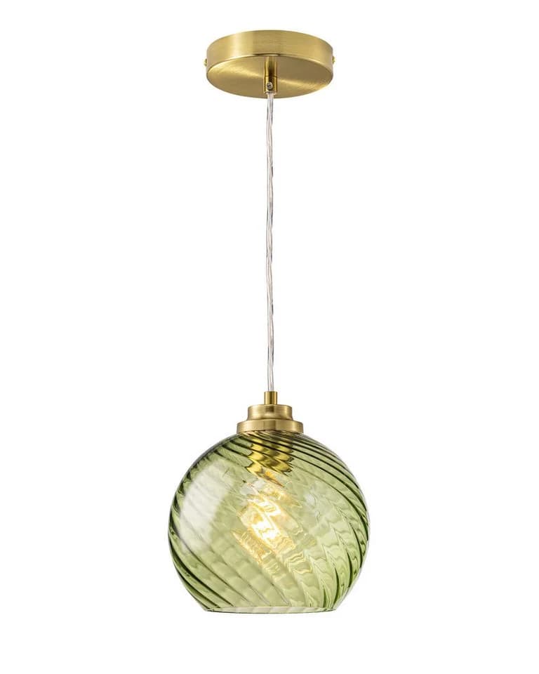 EDISHINE Pendelleuchte Wellenglas Mintgrün E27 LED