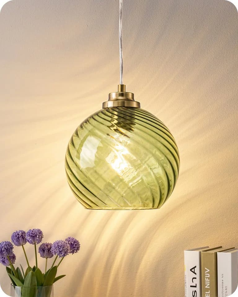 EDISHINE Pendelleuchte Wellenglas Mintgrün E27 LED - Bild 2