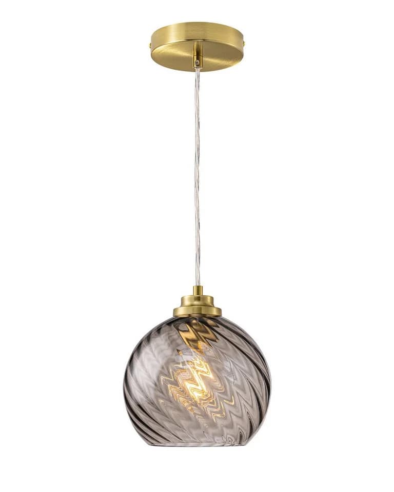 EDISHINE Pendelleuchte Rauchgrau Glas Messing E27 LED