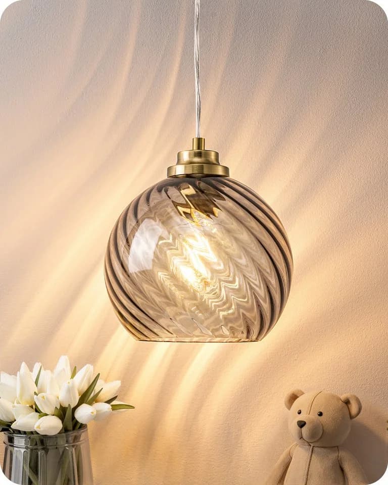EDISHINE Pendelleuchte Rauchgrau Glas Messing E27 LED - Bild 2