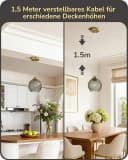 EDISHINE Pendelleuchte Rauchgrau Glas Messing E27 LED Bild 5