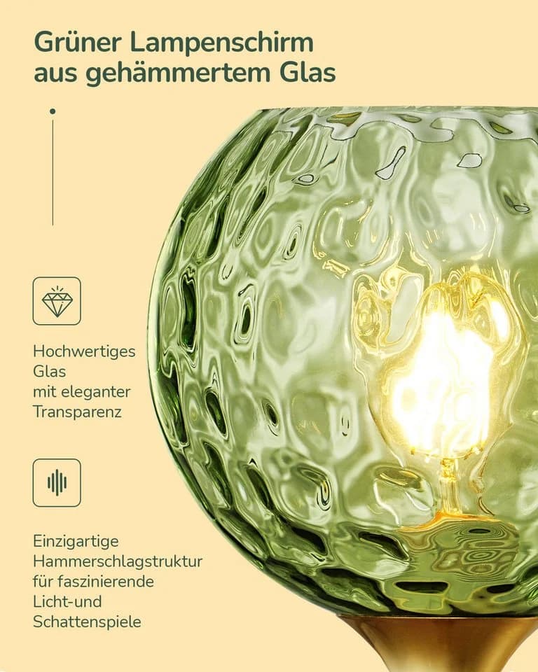 EDISHINE LED Stehlampe mit Glaslampenschirm, Warmweiß, mintgrün/gold - Bild 3