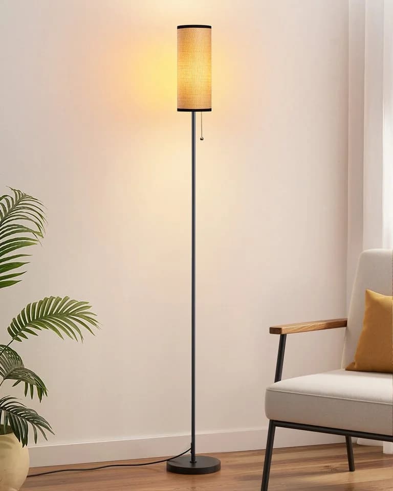 EDISHINE Stehlampe Schwarz LED Seilgeflecht Marmorfuß Modern - Bild 2