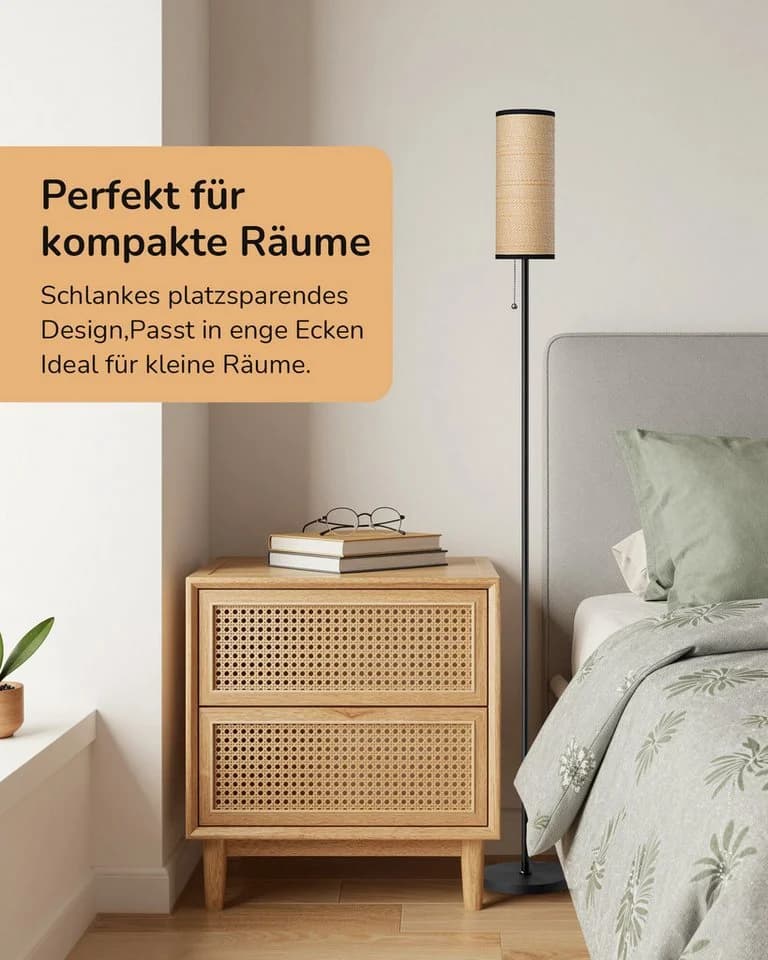 EDISHINE Stehlampe Schwarz LED Seilgeflecht Marmorfuß Modern - Bild 3