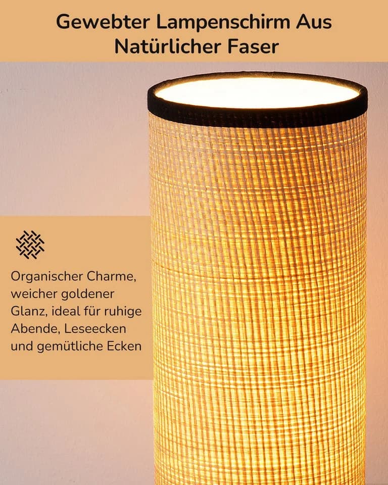 EDISHINE Stehlampe Schwarz LED Seilgeflecht Marmorfuß Modern - Bild 4