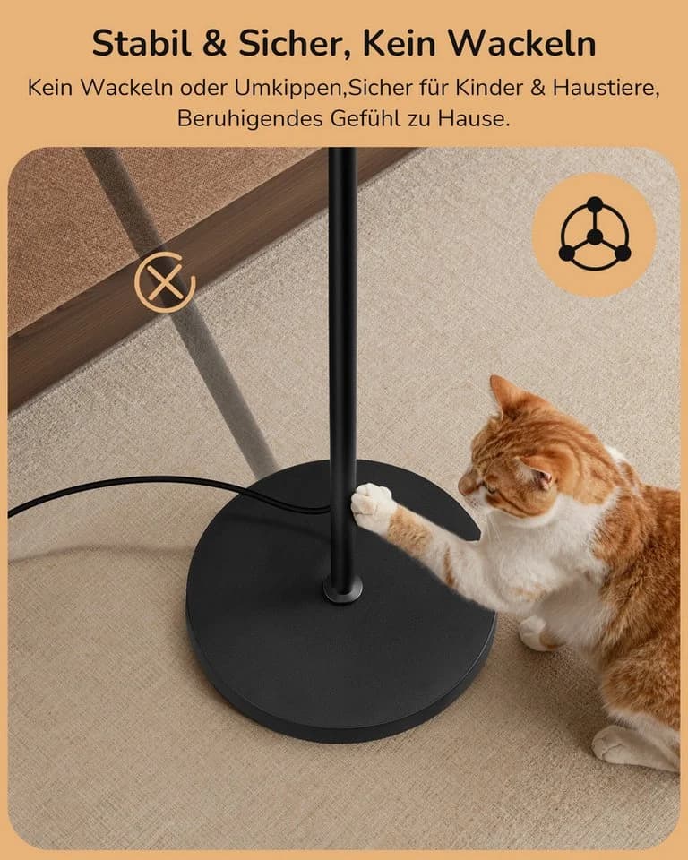 EDISHINE Stehlampe Schwarz LED Seilgeflecht Marmorfuß Modern - Bild 5