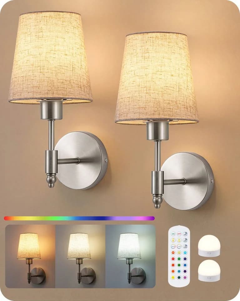 EDISHINE Wandleuchte 2er Set Akku RGB Dimmbar Silber - Bild 2