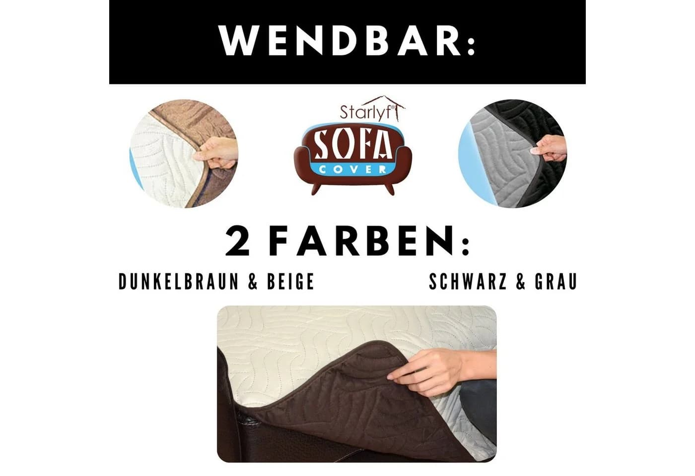 Starlyf Sofaschoner wasserabweisend wendbar braun/beige - Bild 5