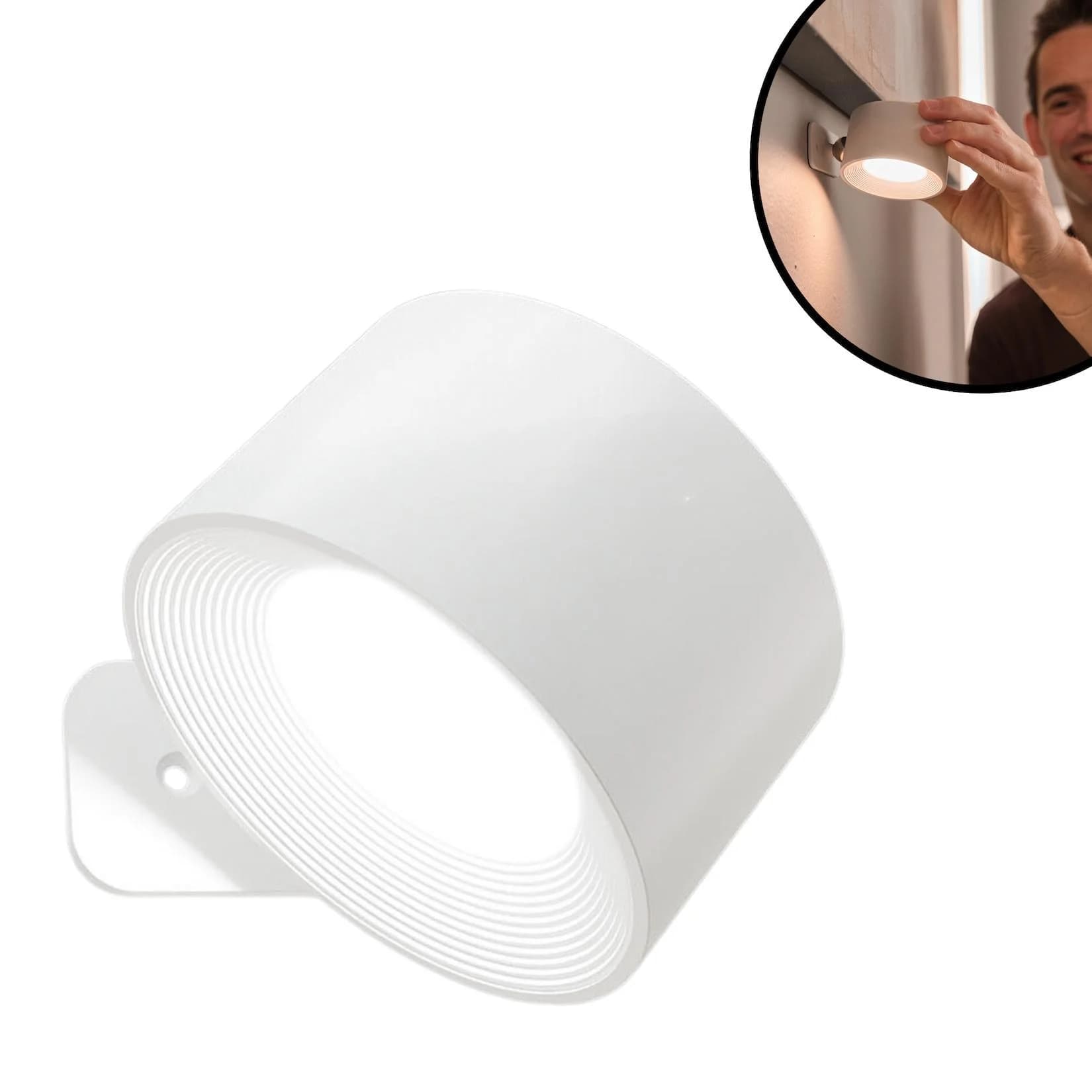 Best Direct Vigilamp Pod Wandleuchte Schwenkbar LED USB-C Akku Weiss