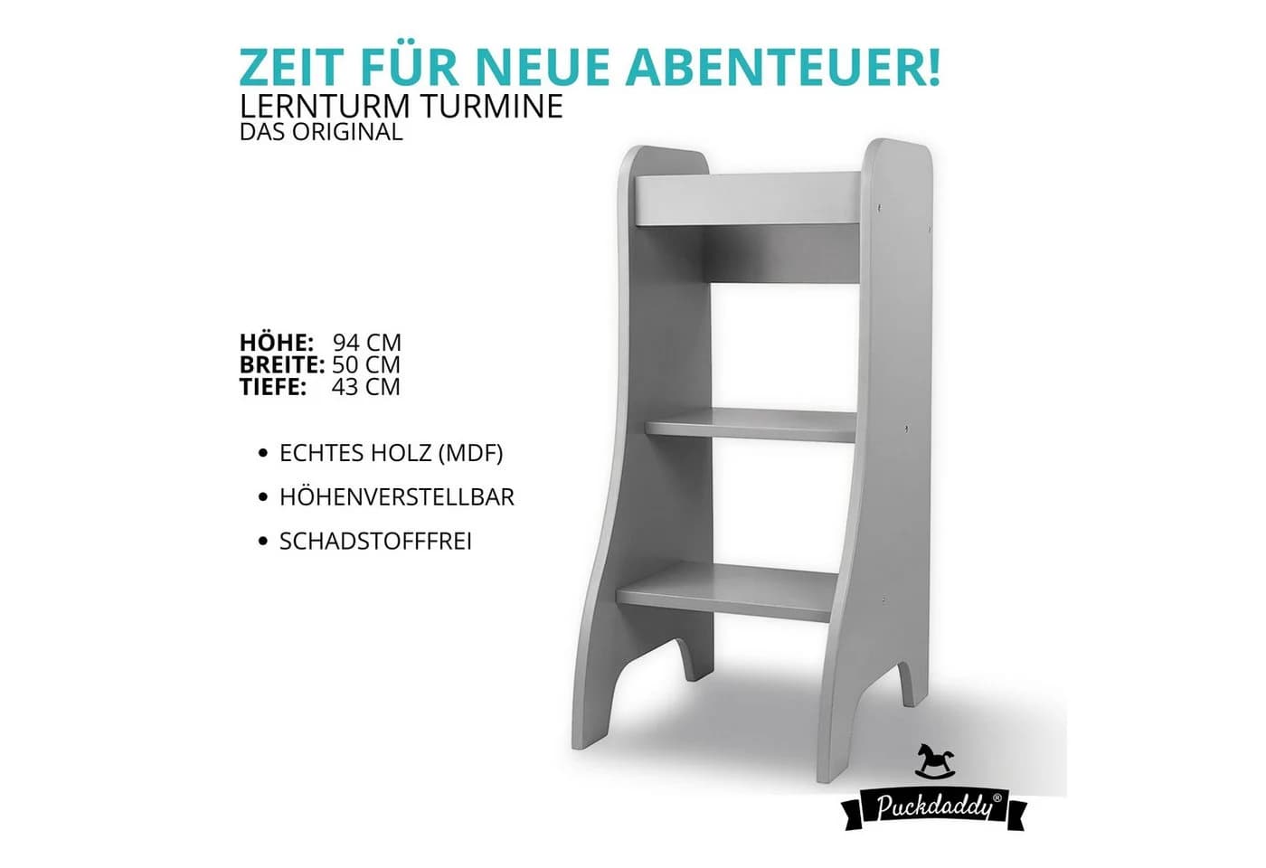 Puckdaddy GmbH Stehhilfe Turmine Lernturm Grau