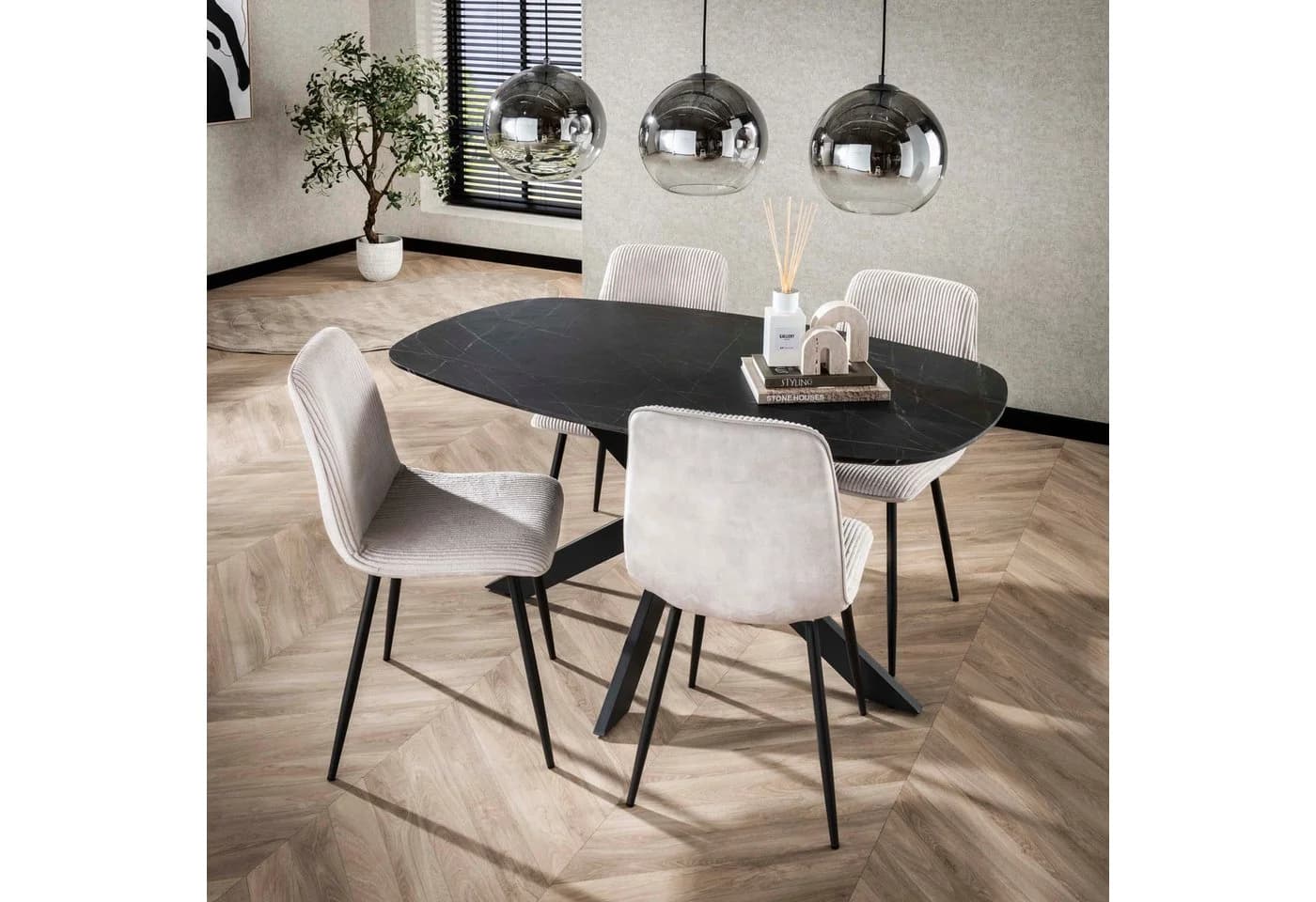 Sitheim-Europe Esstisch ONYX CROSS Oval Melamin graphite - Bild 2