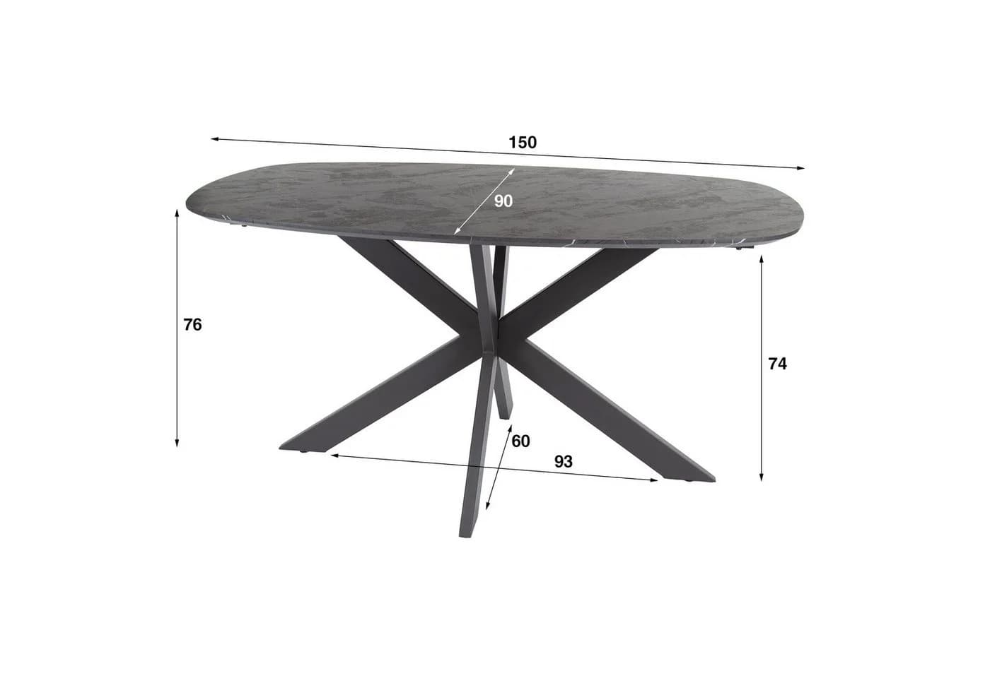 Sitheim-Europe Esstisch ONYX CROSS Oval Melamin graphite - Bild 4